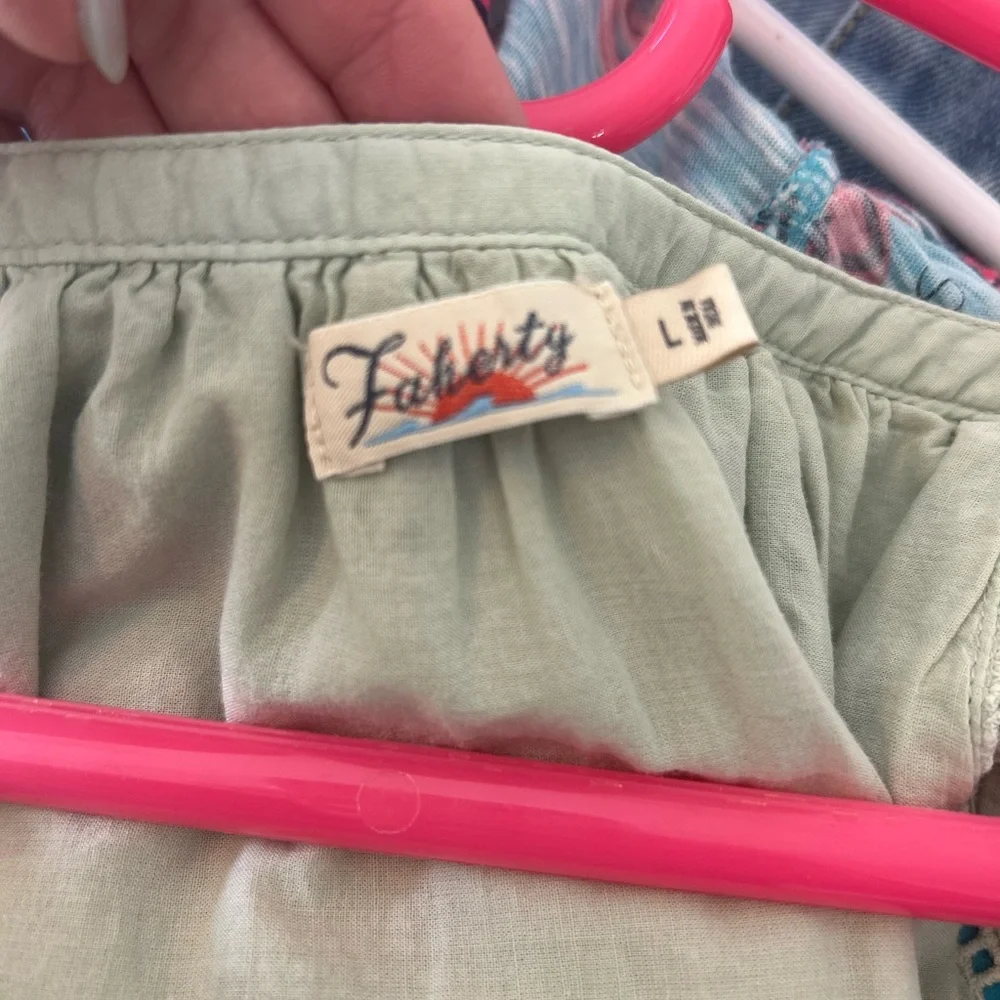 Faherty Sage Green Eyelet Tunic - Picture 2 of 3